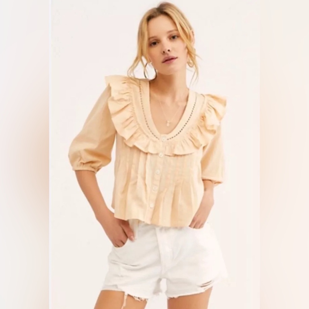 Free people cropped ruffle blouse